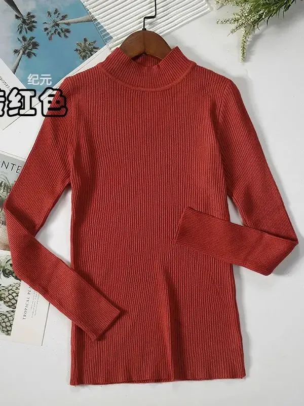 2024 New-coming Autumn Winter Tops Basic Turtleneck Pullovers Sweaters Primer Long Sleeve Short Korean Slim-fit tight Sweater