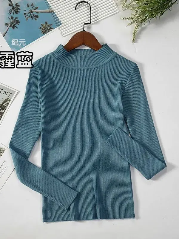 2024 New-coming Autumn Winter Tops Basic Turtleneck Pullovers Sweaters Primer Long Sleeve Short Korean Slim-fit tight Sweater