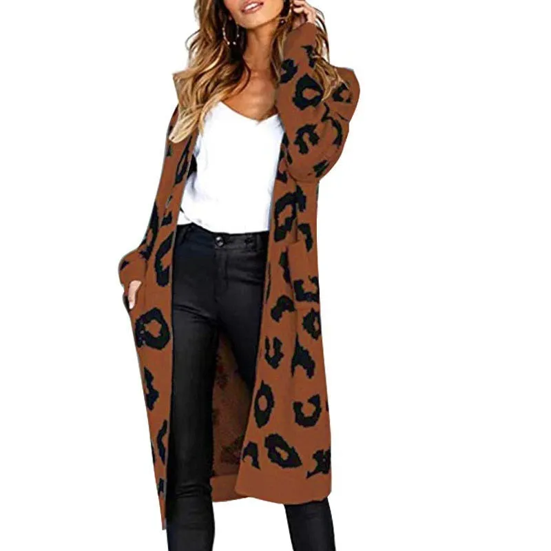 Animal Print Long Maxi Cardigan Sweater