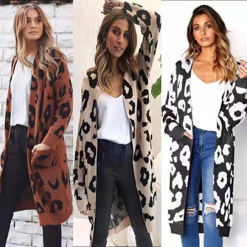 Animal Print Long Maxi Cardigan Sweater