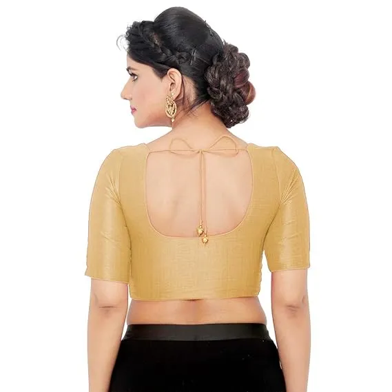 Appealing Golden Color Art Silk Designer Blouse For Women