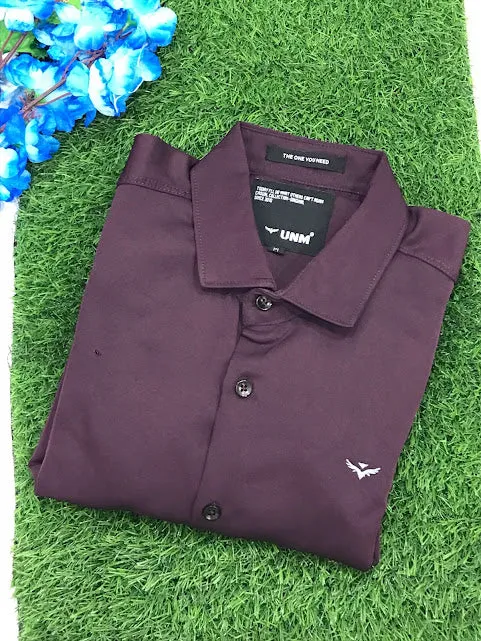 Appealing Violet Colored Full Sleeve Shining Shirt For Men