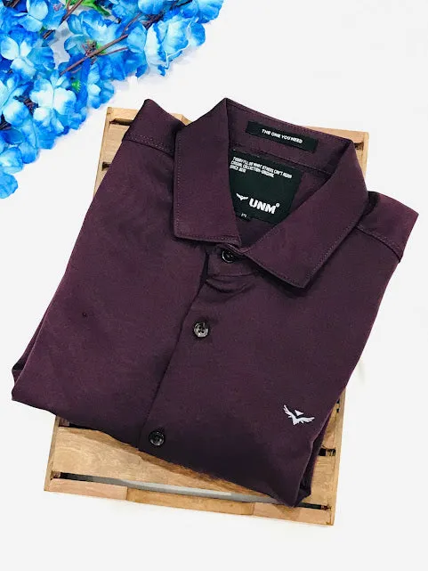 Appealing Violet Colored Full Sleeve Shining Shirt For Men