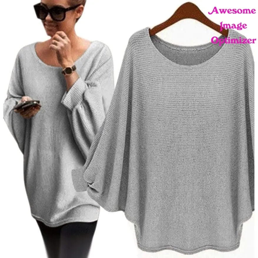 Autumn winter Women Sweater retro batwing sleeve Knitted Pullover Loose Oversized Elegant loose O neck sweaters