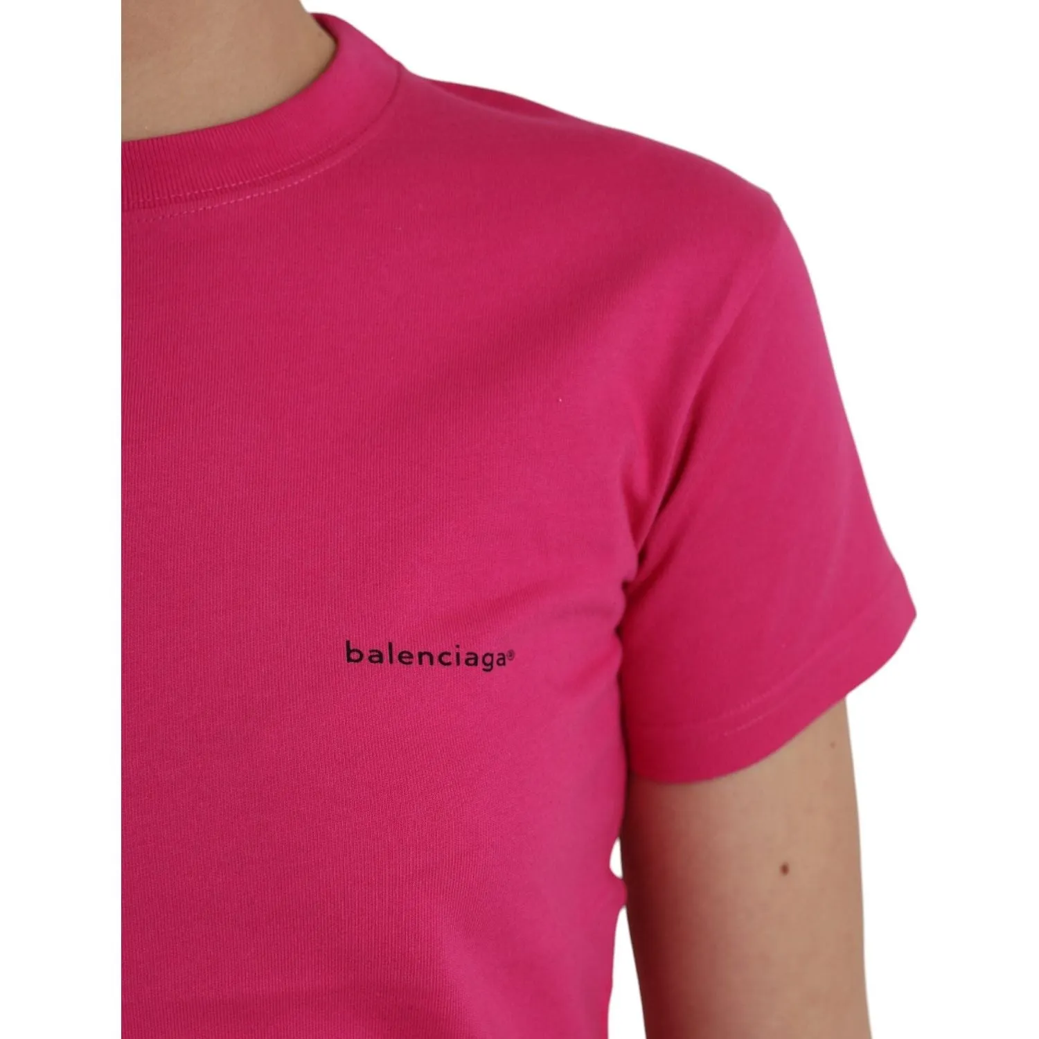 Balenciaga Pink Cotton Crew Neck Short Sleeves Tee Top T-shirt