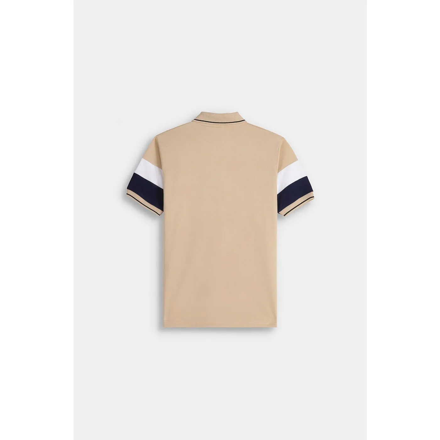 Beige Contrast Sleeves Polo