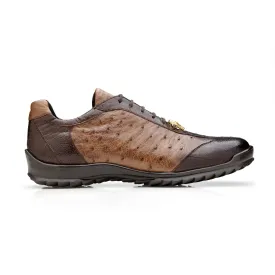 Belvedere Lando in Brown / Tobacco Genuine Ostrich Leg & Italian Calf Sneakers