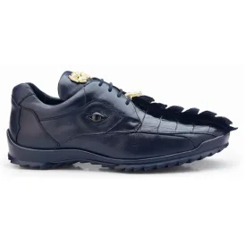 Belvedere Vasco in Navy Genuine Hornback Crocodile & Soft Calf Sneakers