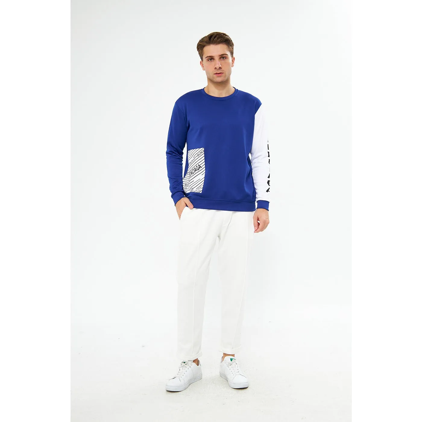 BGA Blue Sleeves Contrast Sweatshirt