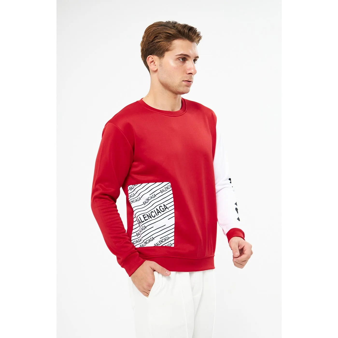 BGA Red Sleeves Contrast Sweatshirt