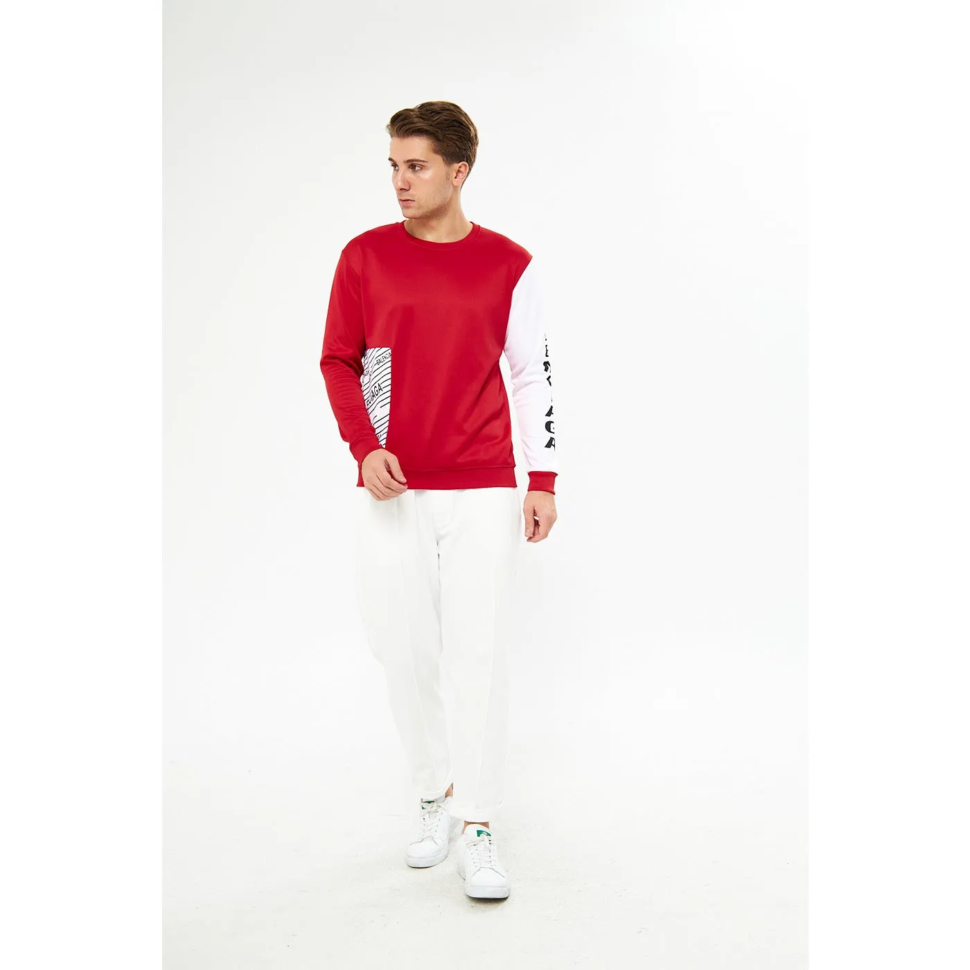 BGA Red Sleeves Contrast Sweatshirt