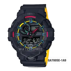 Casio G-Shock Special Color Model Layered Neon Color Black Resin Strap Watch GA700SE-1A9