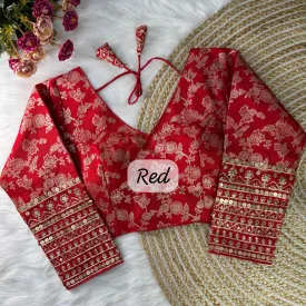 Charming Red Color Embroidery Work Readymade Blouse For Women