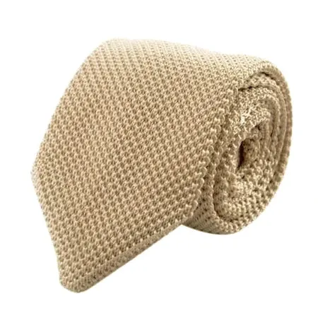 Classy Men Solid Beige Knitted Tie