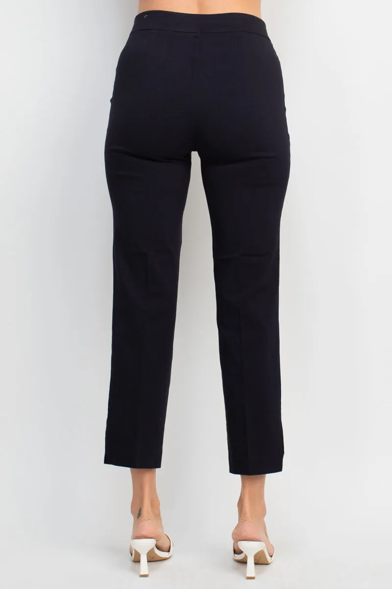 Counterparts banded mid waist slim leg stretch crepe pant