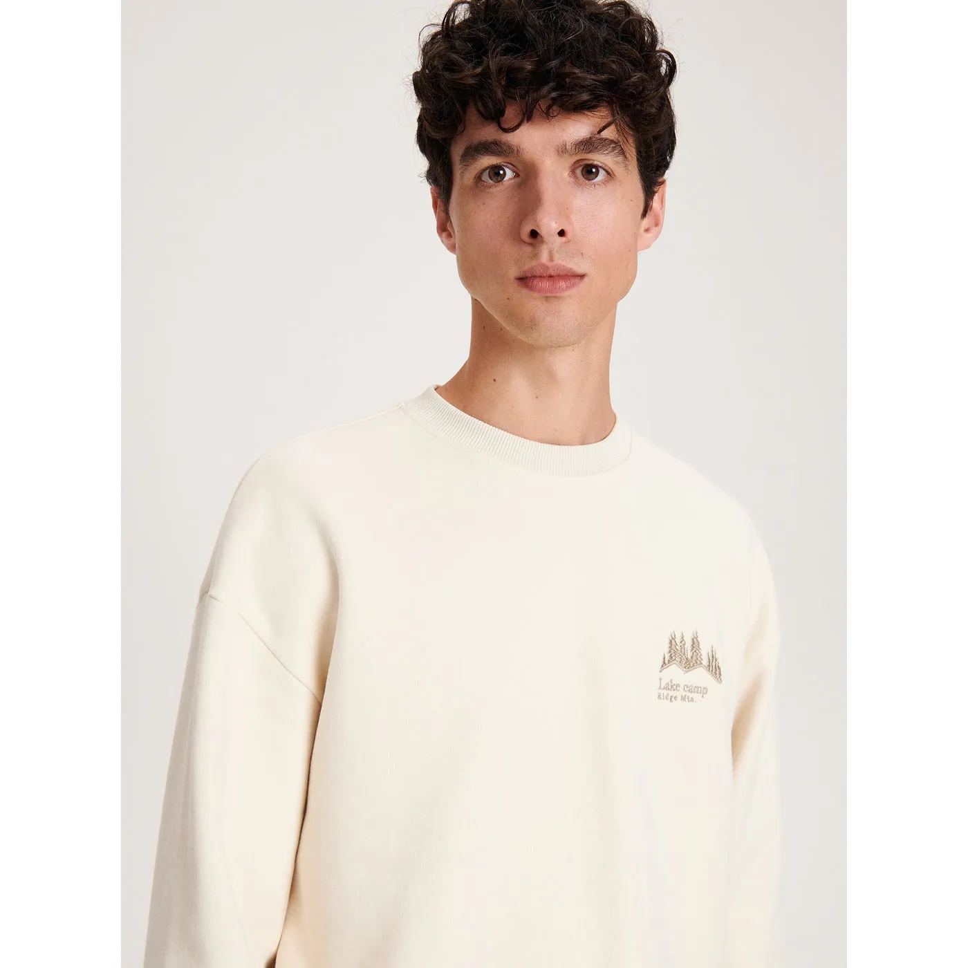 Cream Embroidery Detailing Sweatshirt