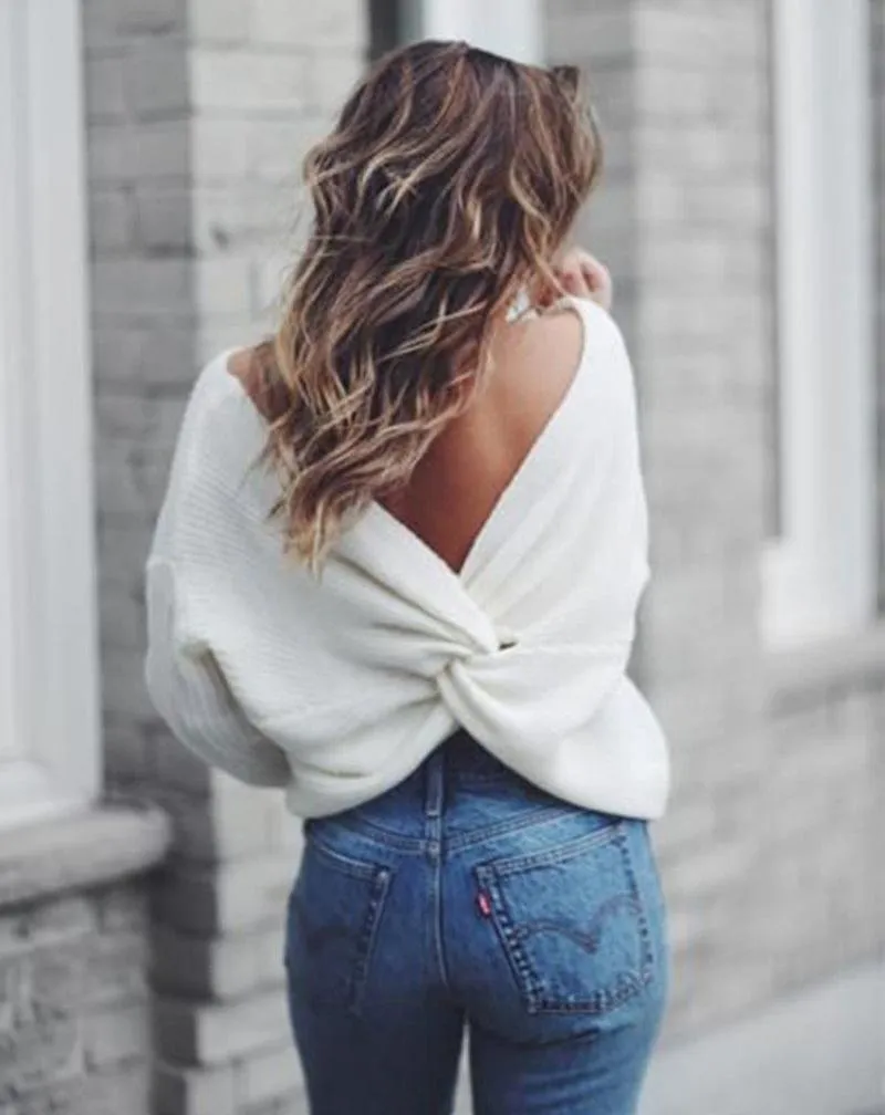 Criss Cross Sweater - White