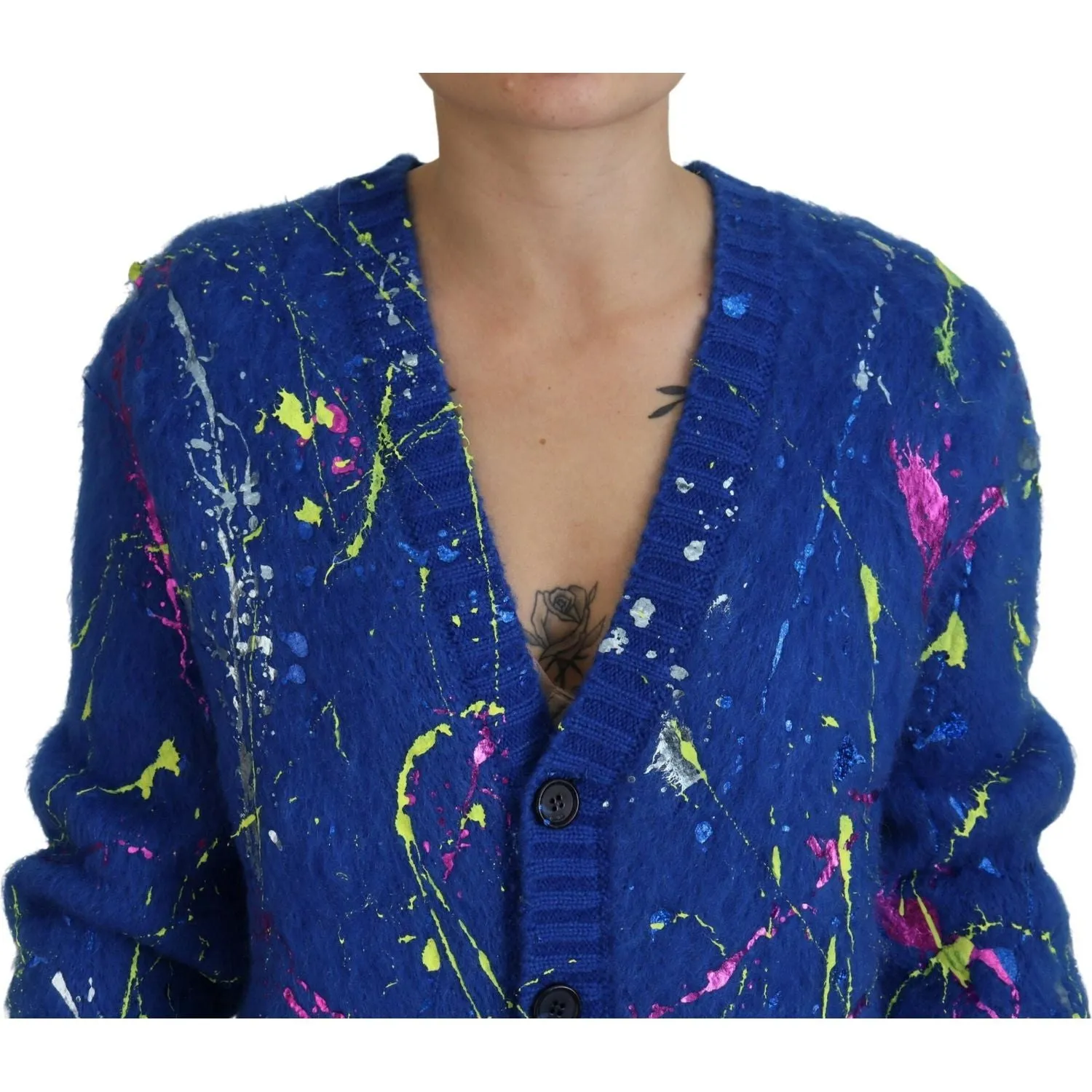 Dolce & Gabbana Elegant Multicolor Splash Mohair Cardigan