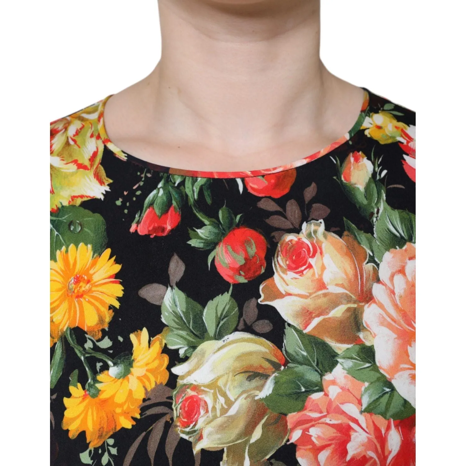 Dolce & Gabbana Multicolor Floral Viscose Round Neck Blouse Top