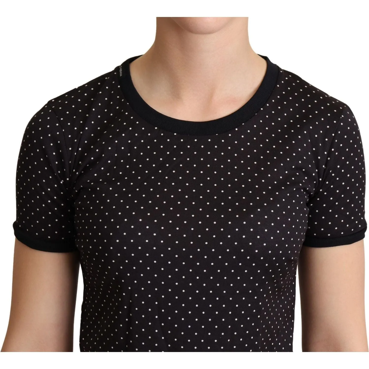 Dolce & Gabbana Polka Dotted Black Short Sleeve Crewneck Top