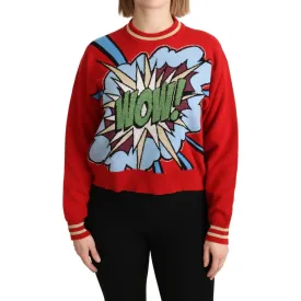 Dolce & Gabbana Radiant Red Cartoon Motive Cashmere Sweater