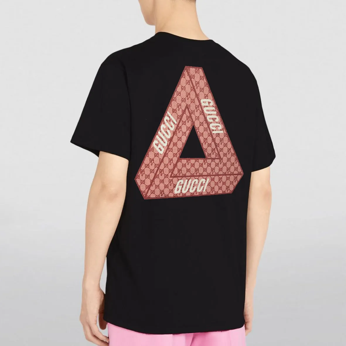 GU - Men 'Black' Gucci Logo Printed Oversized T-Shirt GU825