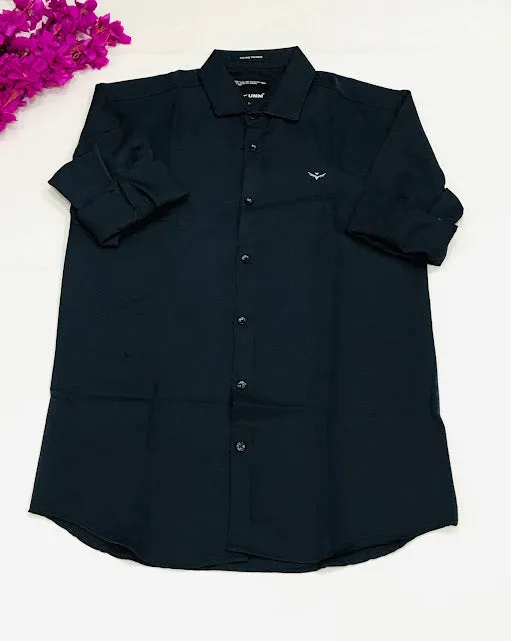 Heavenly Dark Blue Colored Full Sleeve Shining Silk Shirts For Men