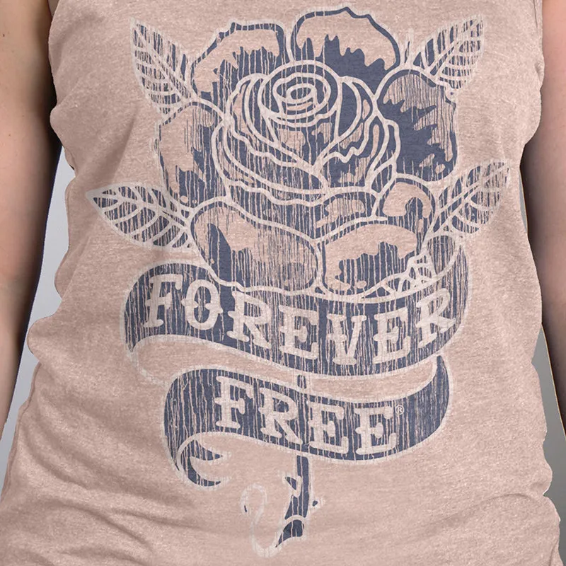 Hot Leathers GLC2523 Ladies Forever Free Rose Slate Tank Top Shirt