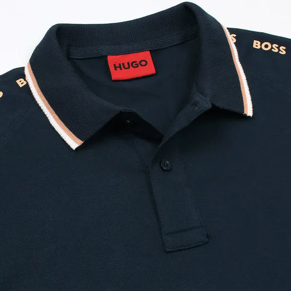 HU - Men 'Dark Navy' Boss Later Slide Contrast Trim Printed Polo HU904