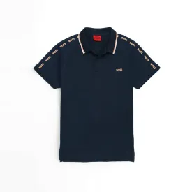 HU - Men 'Dark Navy' Boss Later Slide Contrast Trim Printed Polo HU904