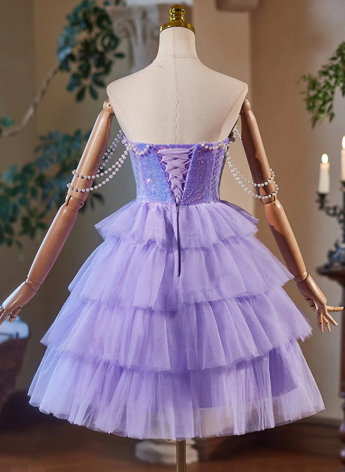 Lavender Cute Sweetheart Homecoming Dress, Lavender Short Prom Dress