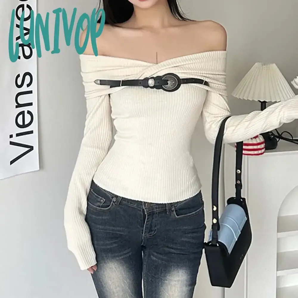 Lunivop Apricot Pullover Knitted Sweater Harajuku 90s Aesthetic Long Sleeve Jumper Sweaters Korean Y2k 2000s Vintage Clothes 2023