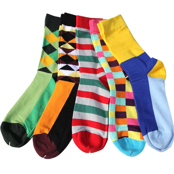 Match-Up Free Shipping combed cotton brand men socks,colorful dress socks (5 pairs / lot )  no gift box