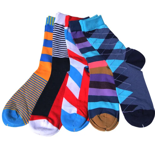 Match-Up Free Shipping combed cotton brand men socks,colorful dress socks (5 pairs / lot )  no gift box