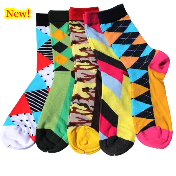 Match-Up Free Shipping combed cotton brand men socks,colorful dress socks (5 pairs / lot )  no gift box