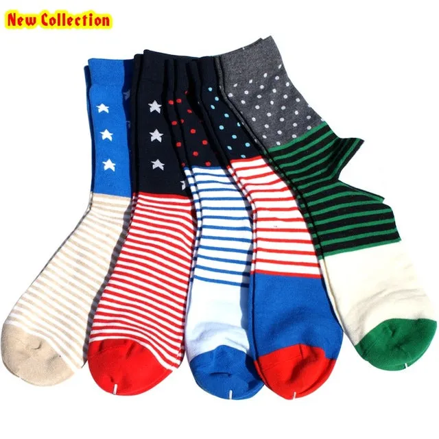 Match-Up Free Shipping combed cotton brand men socks,colorful dress socks (5 pairs / lot )  no gift box