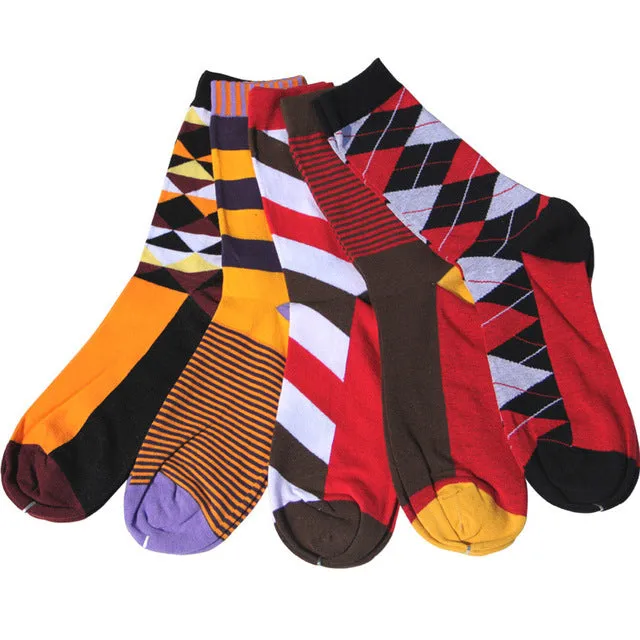 Match-Up Free Shipping combed cotton brand men socks,colorful dress socks (5 pairs / lot )  no gift box