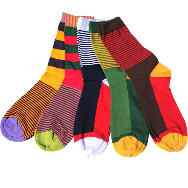 Match-Up Free Shipping combed cotton brand men socks,colorful dress socks (5 pairs / lot )  no gift box