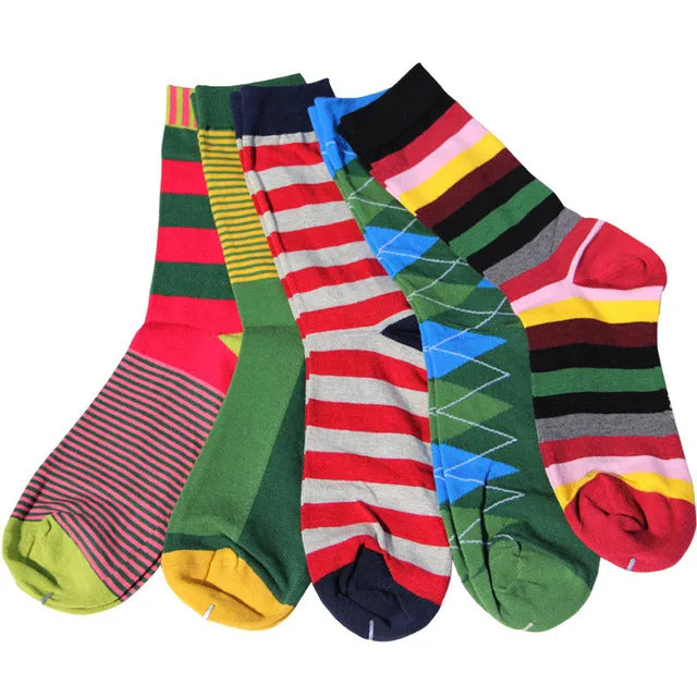 Match-Up Free Shipping combed cotton brand men socks,colorful dress socks (5 pairs / lot )  no gift box