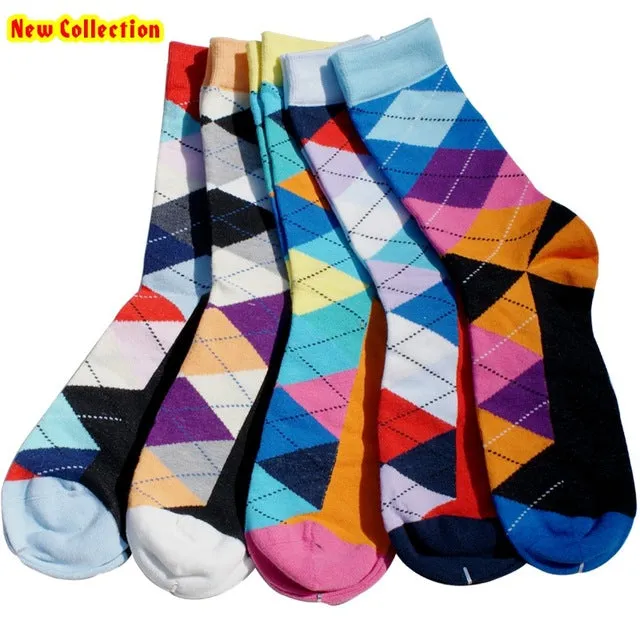 Match-Up Free Shipping combed cotton brand men socks,colorful dress socks (5 pairs / lot )  no gift box