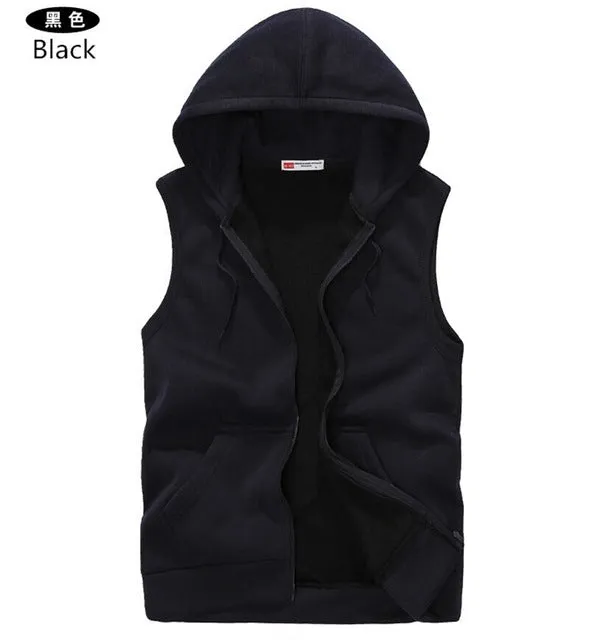 Mens Sleeveless Hoodies Fashion Casual Hooded Sweatshirt Men Hip Hop Hoodie Men's Sportswear High Quality 5 Color Size M-XXL A36