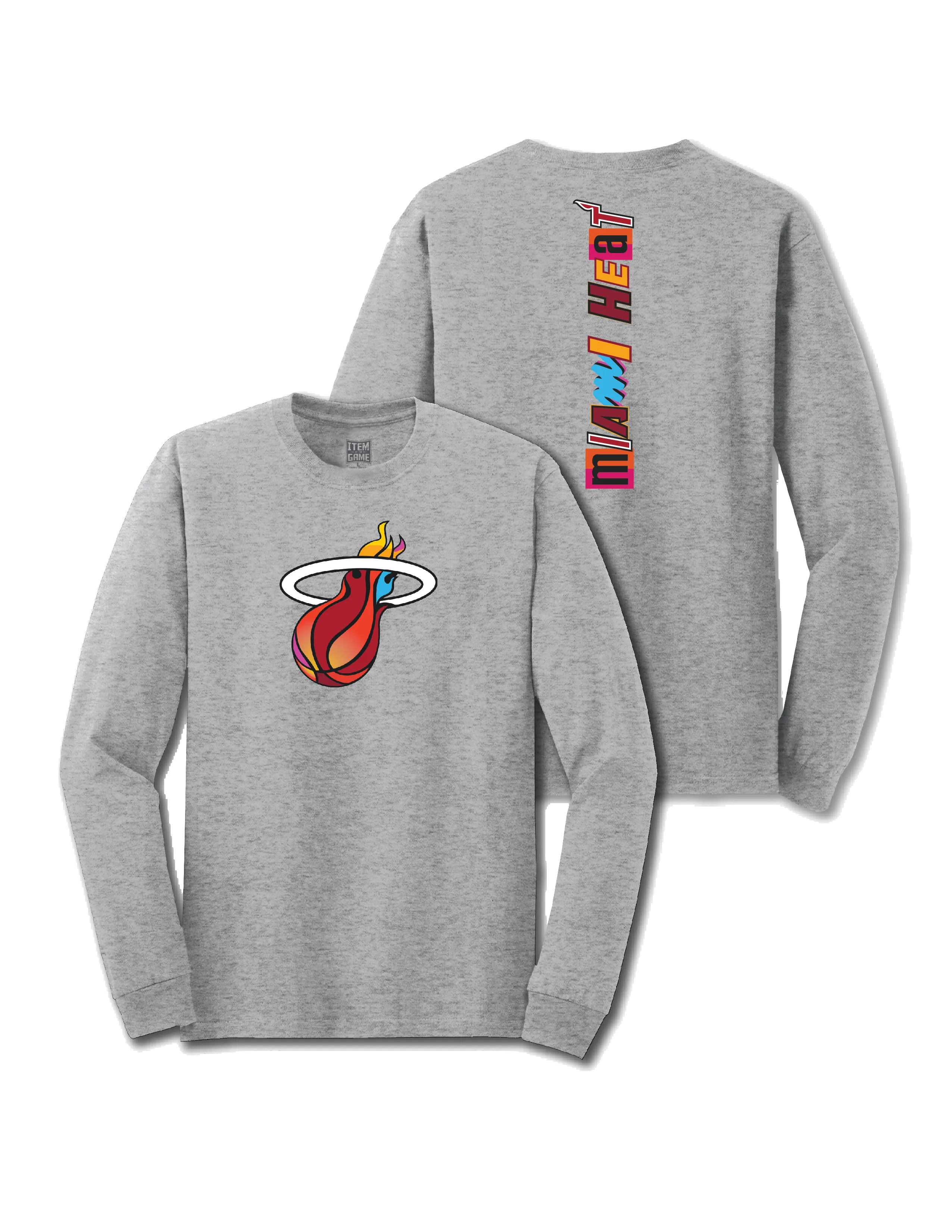 Miami HEAT Mashup Long Sleeve Grey Tee