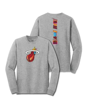 Miami HEAT Mashup Long Sleeve Grey Tee