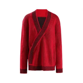 Pre Order:  Loose Red Striped Casual Knitted Sweater