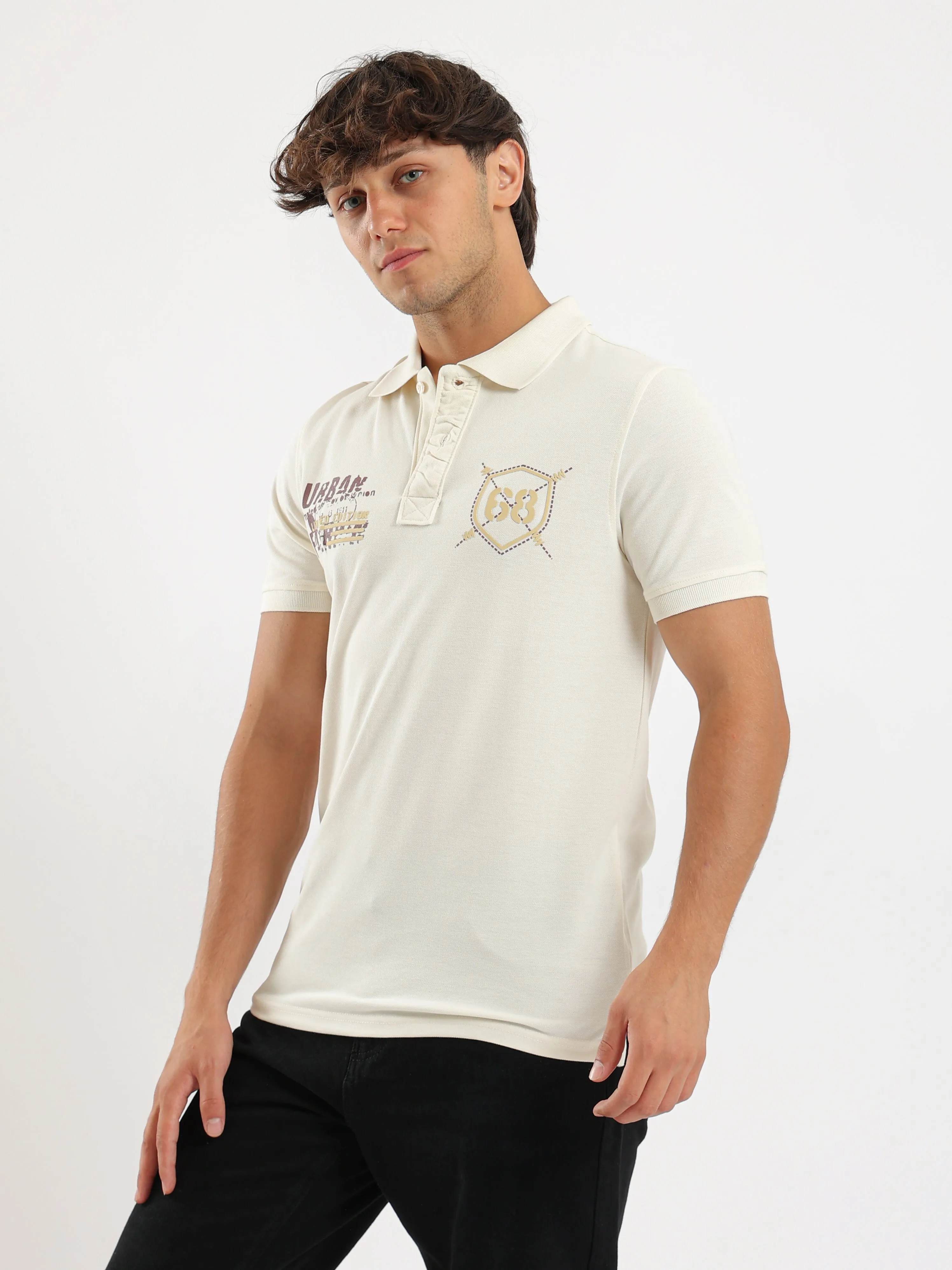 Printed Polo T-Shirt - Offwhite