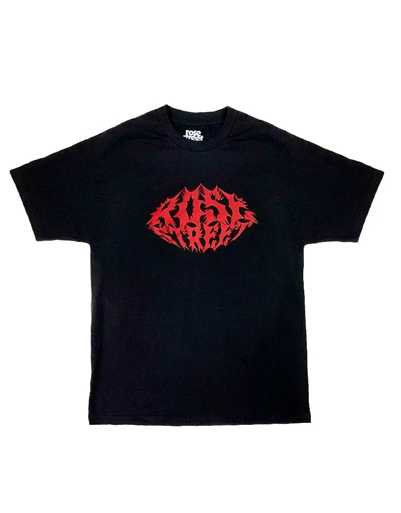 Rose Street Spike Logo Tee: Black/Red