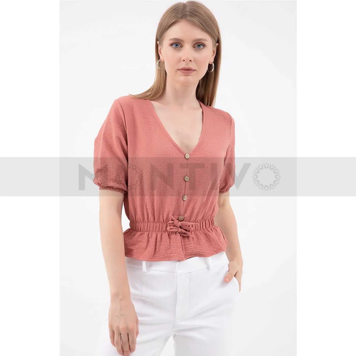 Rose Waist Pleated Top