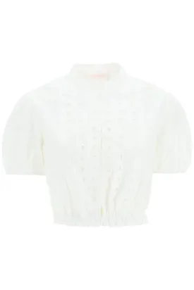 See by chloe organic cotton short sleeve cropped blouse