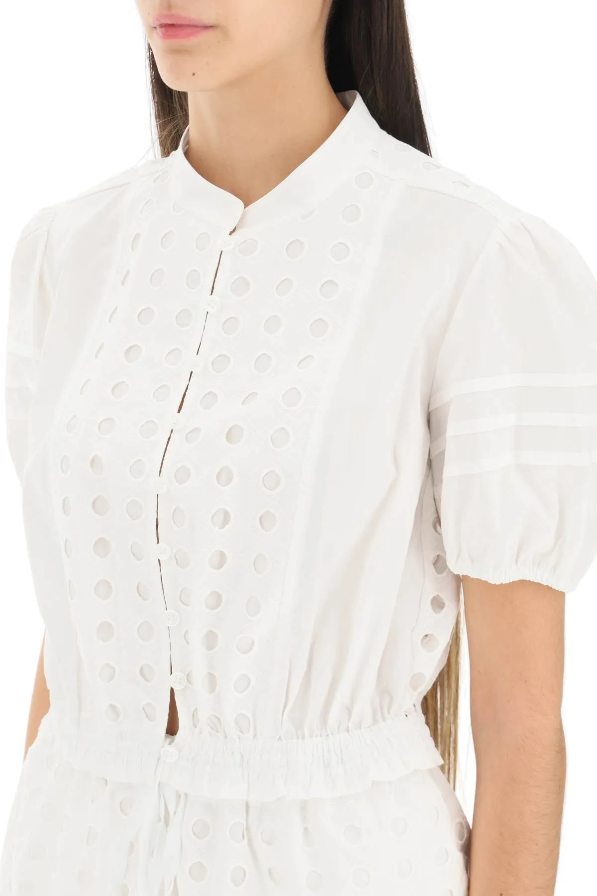 See by chloe organic cotton short sleeve cropped blouse