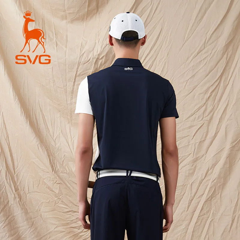 SVG Men's Contrast Color Short Sleeve Lapel Polo Shirt